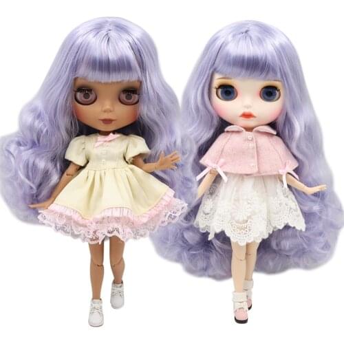 ICY DBS Blyth doll purple mixed hair with white/dark skin customized matte face nude Joint body BL6005/1049