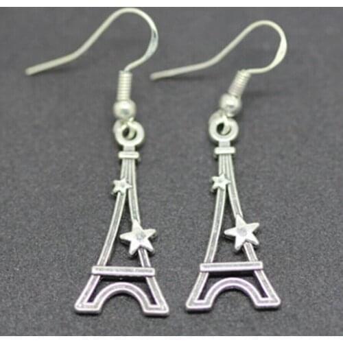 HOT !!! Fashion Jewelry Earrings I Love Paris Eiffel Tower Charm Drop Earrings Pendant Vintage for woman gift-129