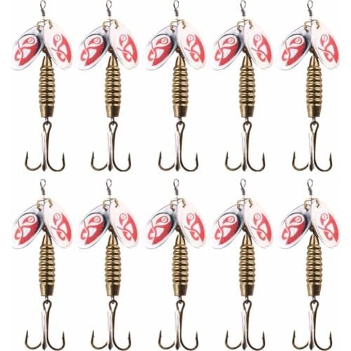 Metal Spinner Spoon bait 10Pcs Rotation Sequins Fishing Lure CrankBait Wobblers Pike Bass