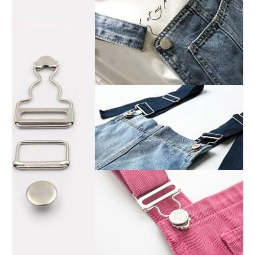 2Sets Hook Accessories Metal Suspender Buttons Buckle Replacement Pants For Jeans Brace Clip Gourd