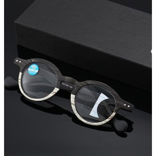 RBENN 2020 New Wood Grain Progressive Reading Glasses Men Women Anti Blue Light Classic Vintage Presbyopia Glasses +1.5