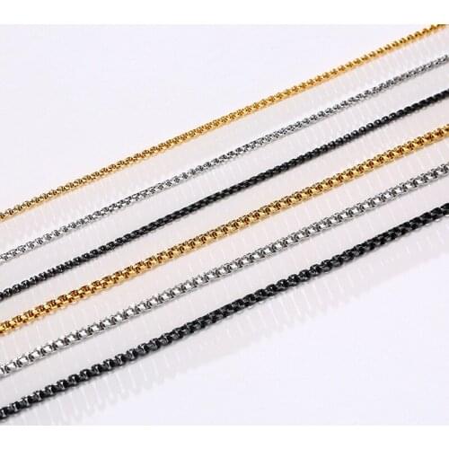 Box Chain Long Necklace for Men Stainless Steel Necklaces