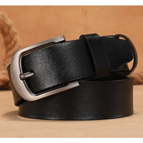 [HIMUNU] Brand Cowhide Belts for Men Fashion Designer Vintage Pin Buckle Genuine Leather Belt Men
