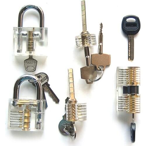 So popular transparent practice lock set 5 pcs/lot training practice lock professional locksmith supplies