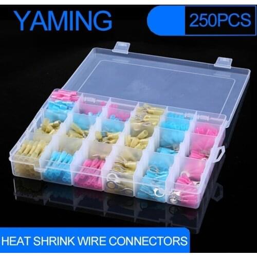 250PCS Red/Blu/Yellow Waterproof Heat Shrink Crimp Automotive Terminals Insulated Electrical Wire Cable Connectors Terminals