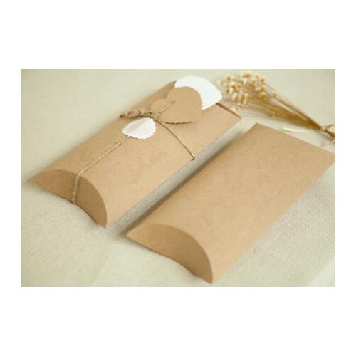 50pcs Kraft paper packing gift candy box,Wedding favour Kraft Paper Pillow Box,kraft pillow gift packaging boxes