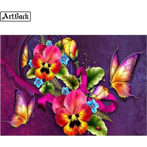 Full square 5d diy diamond painting flower butterfly full drill mosaic diamond embroidery handicraft decoration