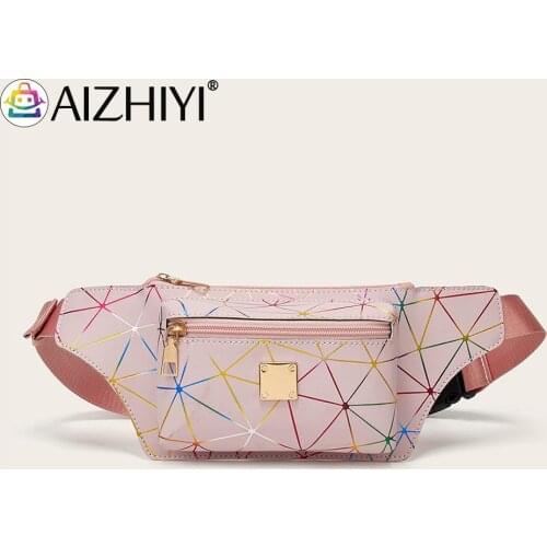 Vintage Women Printing PU Crossbody Waist Bag Casual Ladies Large Capacity Fanny Packs