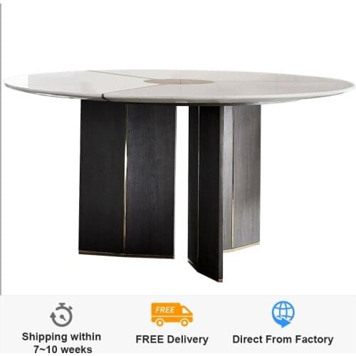 Simple dining table and chair combination small family family post modern simple marble round table 1.5m dining table