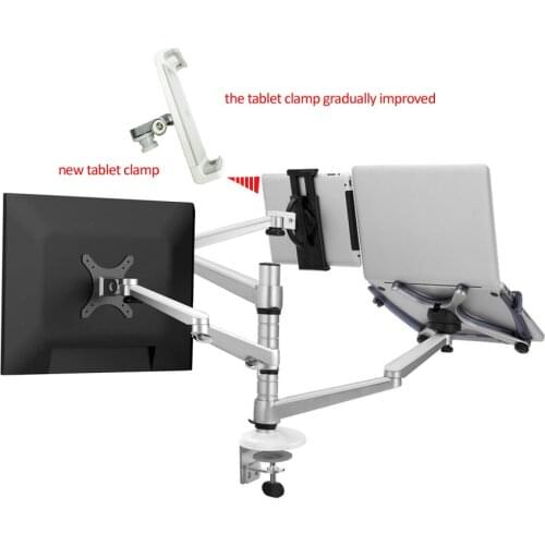 OA-20S 3 In 1 Combination Bracket Stand Adjustable Dual Arm Laptop Alloy Holder 15 inch Laptop 10" Tablet 10"-27" monitor stand