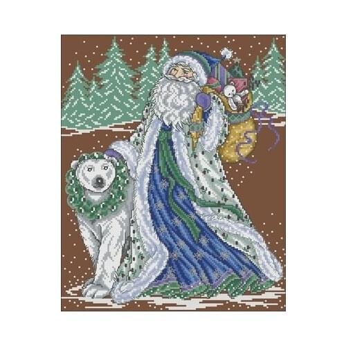 Santa Claus and Polar Bear patterns Counted Cross Stitch 11CT 14CT DIY Chinese Cross Stitch Kit Embroidery Needlework Sets
