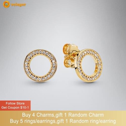 Volayer 925 Sterling Silver Stud Earring Sparkling Circle Stud Earrings Cubic Zirconia Stud Earrings Women Earrings Girl Earring