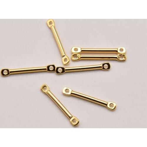 50 Pcs/Lot 15mm*1.3mm 18K Brass Gold Plated Double Ring Connecting Rod Connector Making For Jewelry Earring Accessories JA0386