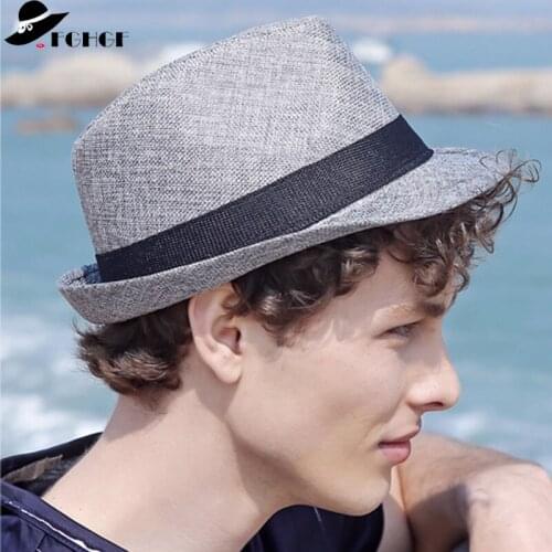 Unisex Straw Hat Roll Up Brim Summer Man Hat Jazz Cap Band Flat Top Women Fedoras Male Female Boater Hat Foldable Sun Caps