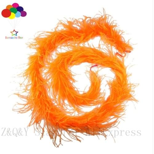 Natural 1 layer ostrich wool tops dyed orange 2 yards / strip DIY craft jewelry clothing decoration feathers