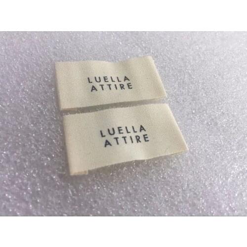 1000pcs/lot customized design cotton garment labels/clothing labels/silk screen printed tag one color/ printed cotton label