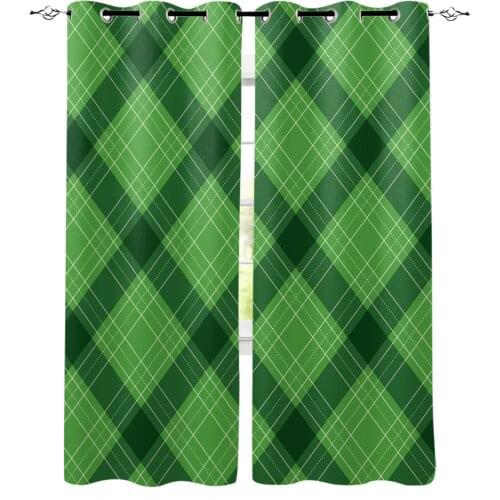 St. PatrickS Day Green Plaid Window Curtains Modern Home Decor for Kitchen Bedroom Living Room Curtain Drapes