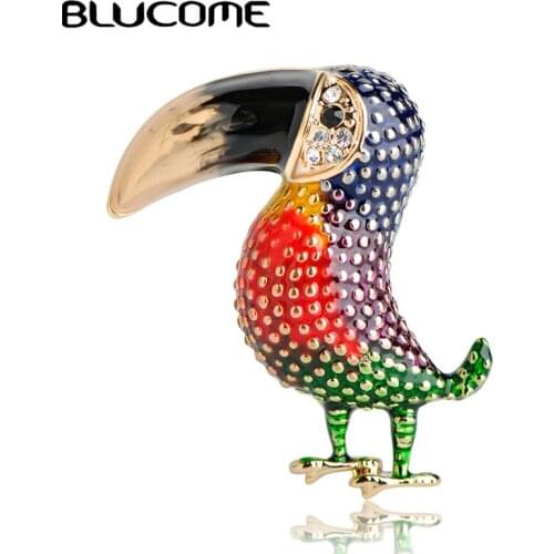 Blucome New Arrival Enamel Red Bird Brooch Owl Woodpecker Brooches Women Kids Clothes Accessories Alloy Corsages Pins Jewelry