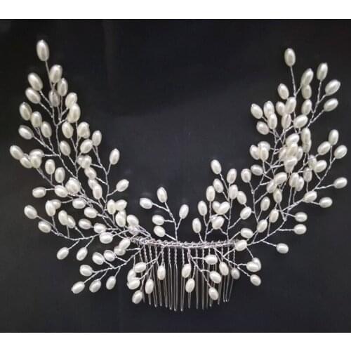 New Elegant Pearls Hair Combs For Bride Women Branch Shape Hairpins Fashion Bridal Headpiece Wedding Dress Hair Accessories Gift