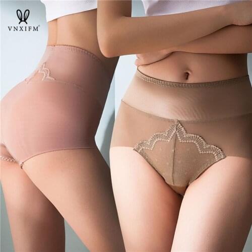 2021 Large size womens mesh transparent panties seamless sexy lace cutout high waist panties underwear girls slimming panties