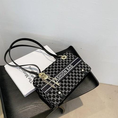 Key Decoration Houndstooth Pattern Handbags for Women 2020 New Fashion Single Shoulder Messenger Bags Channels Handbags Sac Luxe