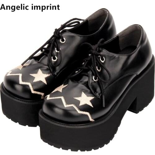 Angelic imprint handmade woman mori girl lolita cosplay punk shoes lady high heels Pumps women dress party shoes embroidery 8cm