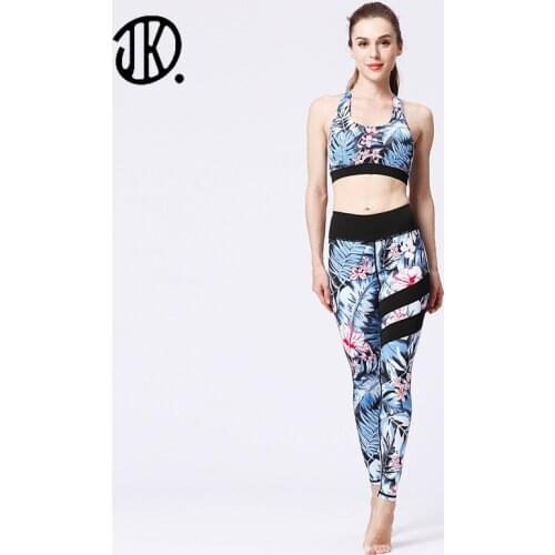 Printed Flower Ladies Seamless Set Sports Yoga Suit 2 Pcs Gym Workout Fitness Summer Tracksuits Sportswear Quick Dry Bra Outfits