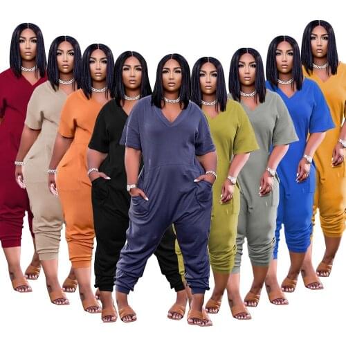 Spring Summer Plus Size Jumpsuit For Women 4xl Sexy V-neck One Piece Long Playsuit Elegant Female Rompers Clubwear Outfits S~4XL