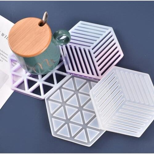 1PC Hexagon Shaped Silicone Coaster Mold DIY Art Cup Mat Resin Epoxy Handmade Table Bowl Tray DIY Making Crystal Mould Tools