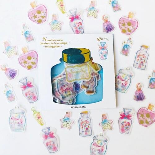 1 Pack (48 pcs stickers) Wishing Bottles Golden Stamping Diary Notebook Decoration Stickers