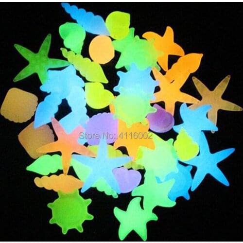 1000pcs Ocean Shell Luminous Stones Fish Tank Decoration Glow in Dark Garden Decor Pebble Rocks Aquarium Mix Color