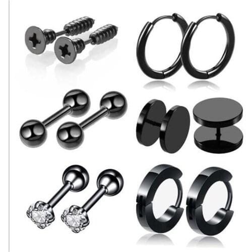 12pcs stainless steel stud earrings for women Men rose gold high quality stud earrings female fashion jewelry wholesale