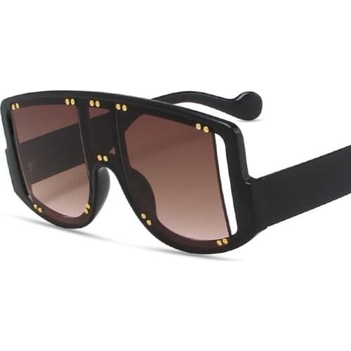 2021 Square Rivet Oversized Sunglasses Women Luxury Flight Designer Gradient Sun Glasses Big Frame Vintage Eyewear UV400