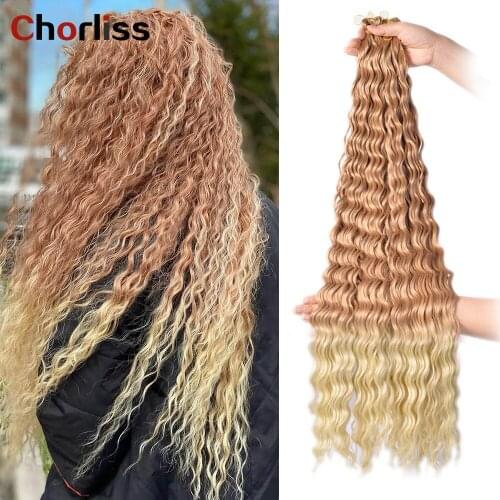 30Inch 120g Synthetic Crochet Hair Wig Deep Wave Braids Natural Hair Ombre Crochet Braids Hair Extensions Black Woman Chorliss
