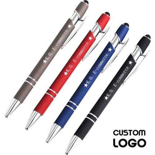 30pcs Metal Multi-function Press Ballpoint Pens Capacitive Touch Handwriting Touch Screen Pens Stationery Gifts Pen Custom LOGO