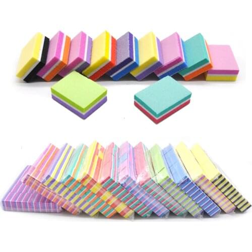New 500 Pcs Colorful Sponge Nail File Block Lixa De Unha Lima Buffer Sanding Nail Art Files Emery Board Pedicure Manicure Tools