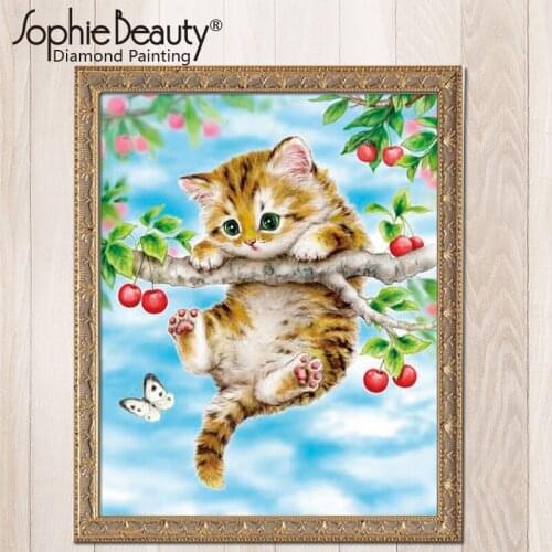 5D DIY Partial Diamond Painting Cross Stitch Cat Climb Tree Picture Diamond Embroidery Mosaic Pictures Diamond Peinture Diamant
