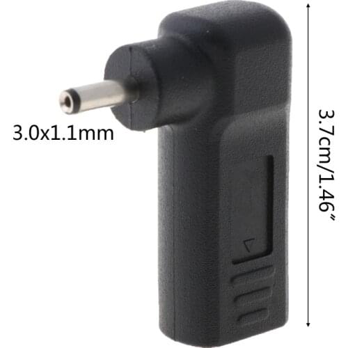 85DC 90 Degree Type-C Female to 3.0x1.1mm DC Male Plug Adapter Converter for Laptop