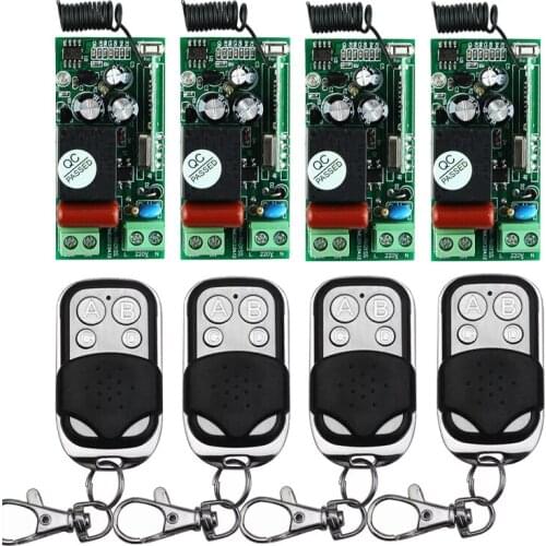 AK-RK01S-220-J 220V 1CH Wireless Remote Control10A Relay Switch System 4 Receiver 4 Transmitter Light Lamp LED ON OFF