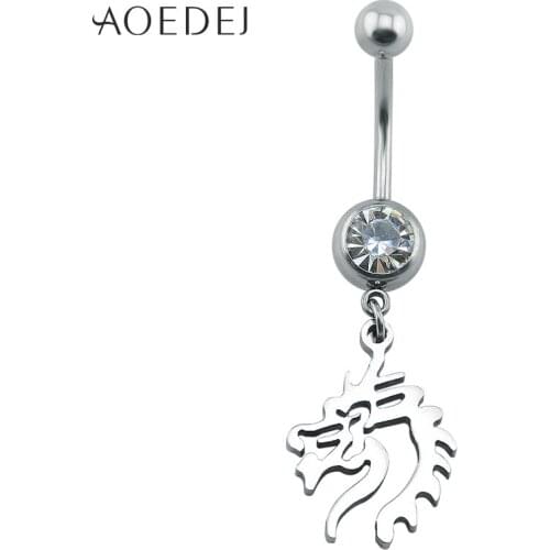 AOEDEJ Coolest Belly Button Rings Dermal Piercing Jewelry Dragon Pendant 316 Stainless Steel Cheap Navel Piercing Body Jewelry