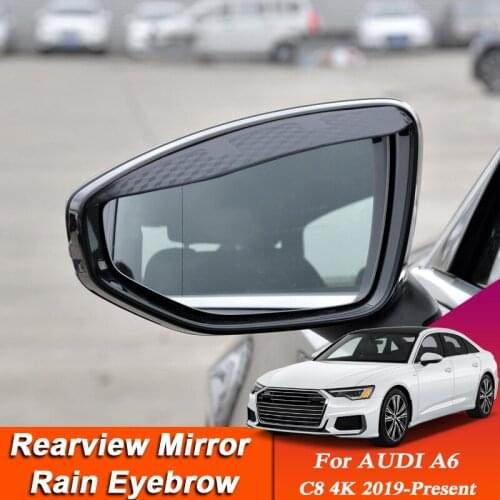 Car-styling For Audi A6 C8 4K 2019-Prese Carbon Fiber Rearview Mirror Eyebrow Rain Shield Anti-rain Cover Sticker Auto Accessory