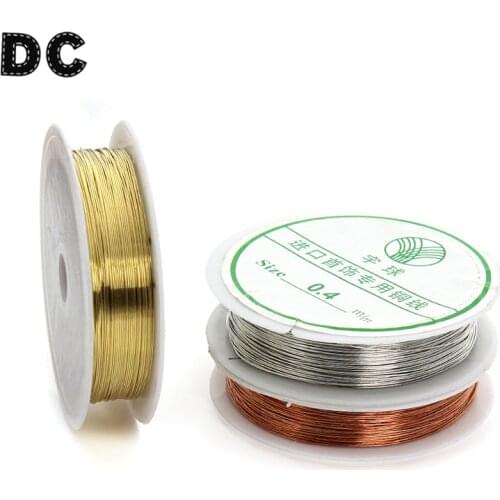 DC 15m/roll Red Copper/Rhodium/Gold Color Copper Beading Wires Cord Thread 0.4mm for DIY Jewelry Making Findings Material F1622