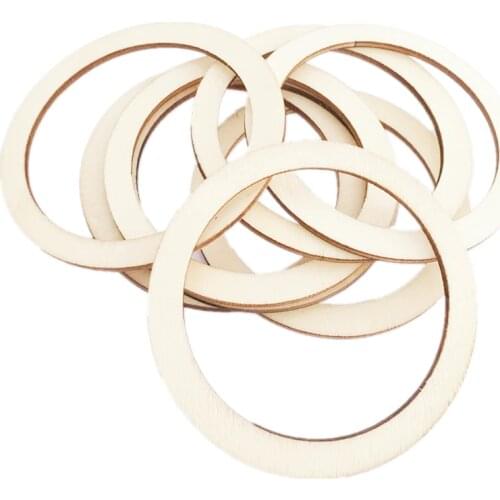 10pcs Wood Round Linking Rings Unfinished Wooden Blanks Discs Beads Crafts for Earring Pendant Jewelry DIY Craft Making