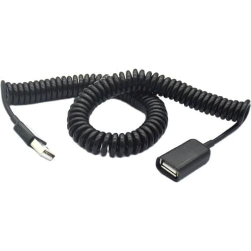 USB 2.0 Spring Extension Cable Type A Male to Female Extension Curl Spring Unique Computer Short Cable 50cm 200cm