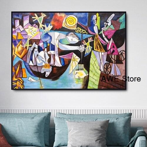 Night Fishing At Antibes Masterpiece Reproduction Picasso Poster Oil Painting Abstract Canvas Painting Wall Art Home Decoration
