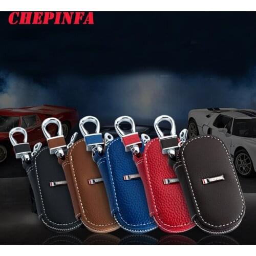 Chepinfa Leather Car Key Cover Case For BMW Audi Nissan VW Lada Jeep Jaguar Toyota Lexus Honda Hyundai Kia Volvo Ford Buick