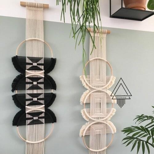 Creative wall hanging soft decoration with three rings woven and connected tapestry hanging decorations mexican home decoration