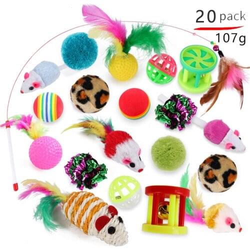 Kitten Toys Variety Pack-Pet cat toy combination set cat toy funny cat stick sisal mouse bell ball cat supplies 20/21 piece set