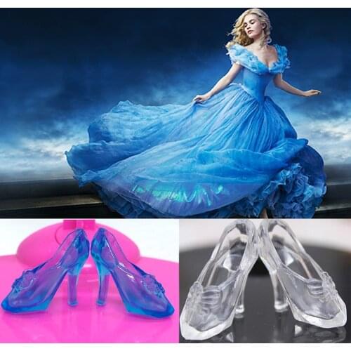 NK New 10 Pairs Crystal Shoes For Barbie Doll Cinderella Doll Accessories 2 Colors Best Gift