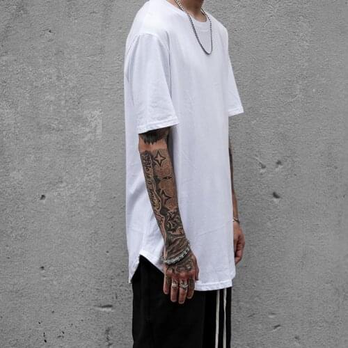 Justin Biber Same Desgin Solid T Shirts Short Sleeve Men Tops Loose High Street Casual T-Shirts for Men Curving Hem